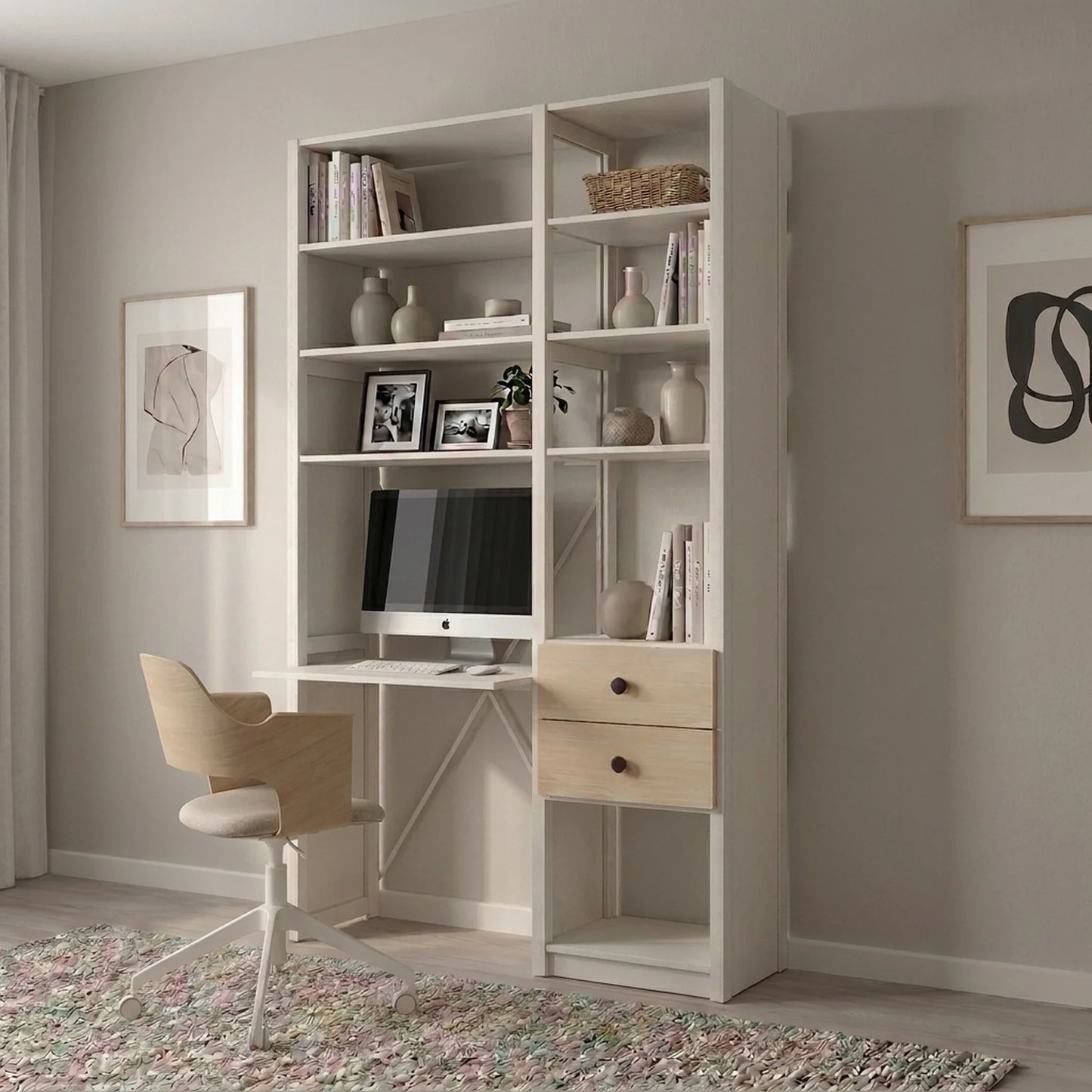 Büroschrank mit Schubladen | Lundia Original | Weißes Holz, sfeerbeeld vooraanzicht