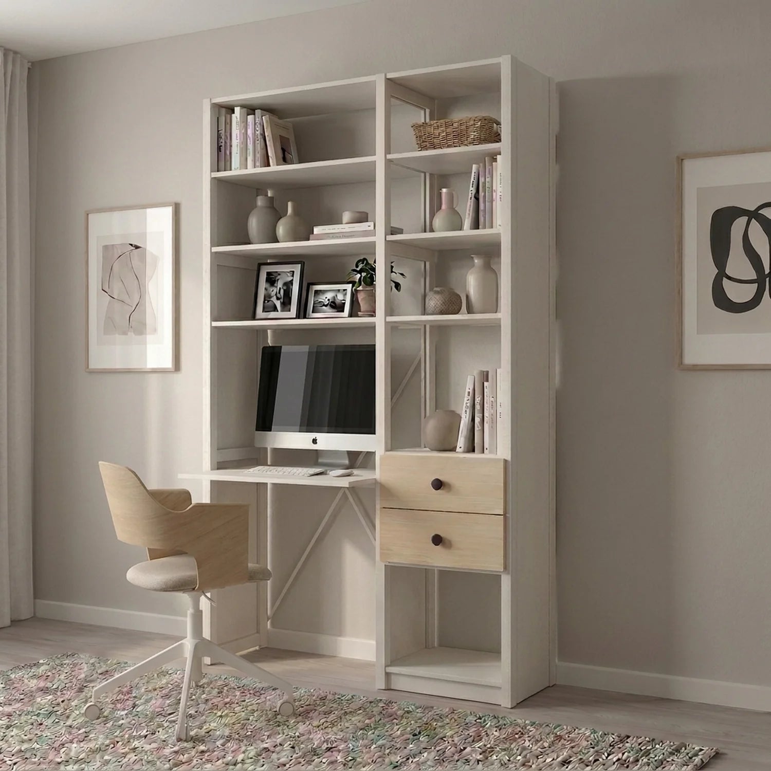 Büroschrank mit Schubladen | Lundia Original | Weißes Holz, sfeerbeeld vooraanzicht