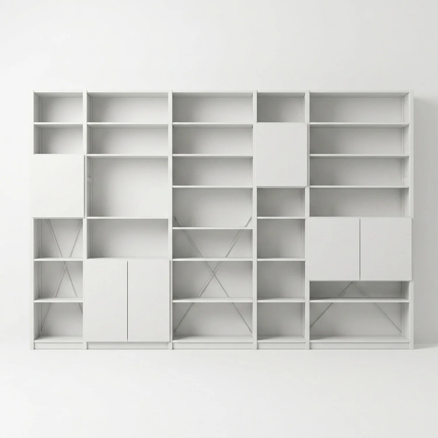 Bücherwandregal mit Türen | Lundia Original | Weißes Holz, vooraanzicht