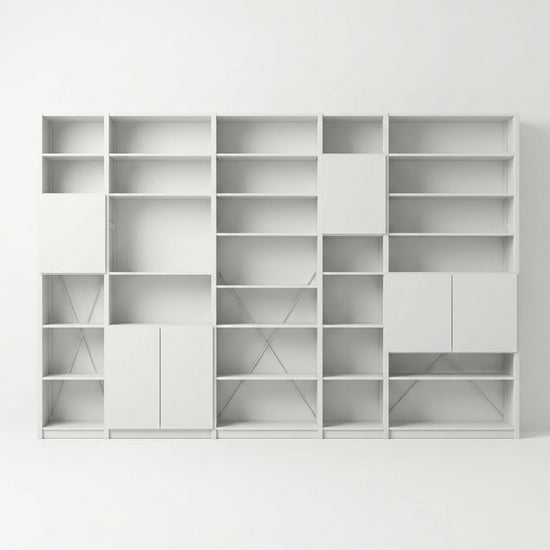 Bücherwandregal mit Türen | Lundia Original | Weißes Holz, vooraanzicht