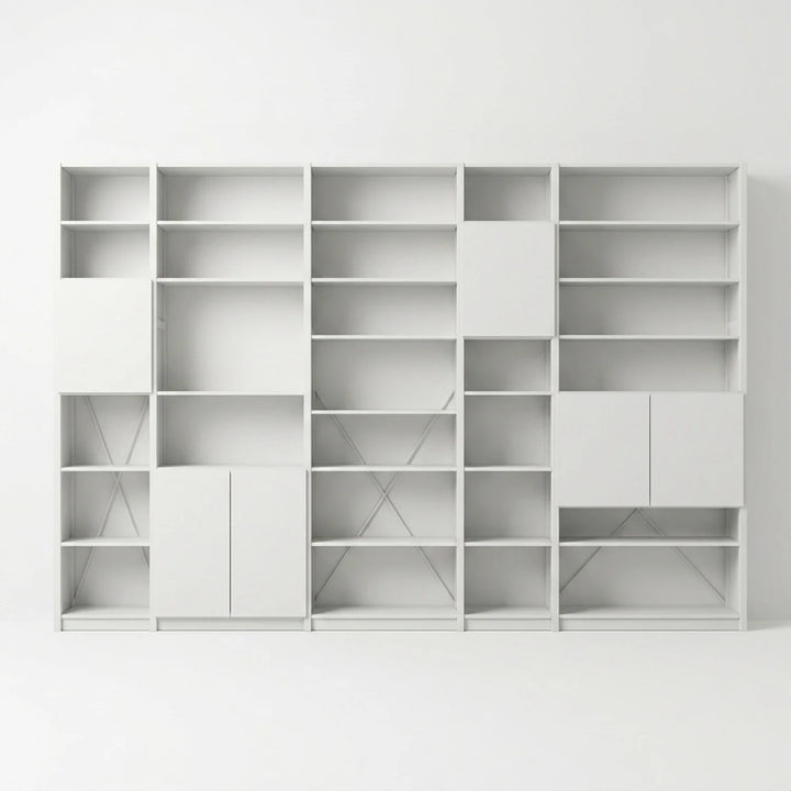 Bücherwandregal mit Türen | Lundia Original | Weißes Holz, vooraanzicht