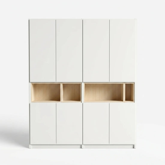 Großer Wandschrank mit Fächern | Lundia Original | Weiß & Farblos lackiertes Holz, vooraanzicht