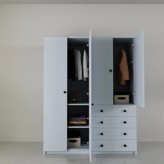 Dichte garderobekast met laden | Lundia Original | Nevelgrijs hout