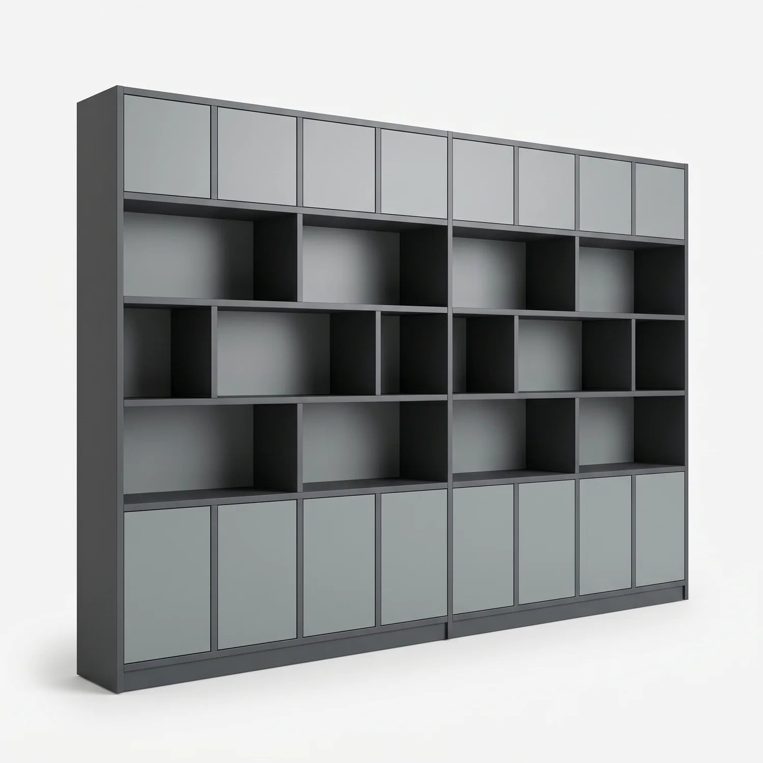 Moderner Lundia Libre Wandschrank in Graphitgrau und Betongrau, perspectief