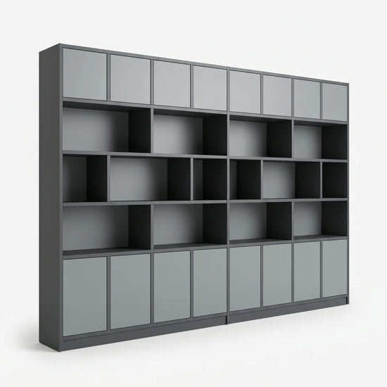 Moderner Lundia Libre Wandschrank in Graphitgrau und Betongrau, perspectief