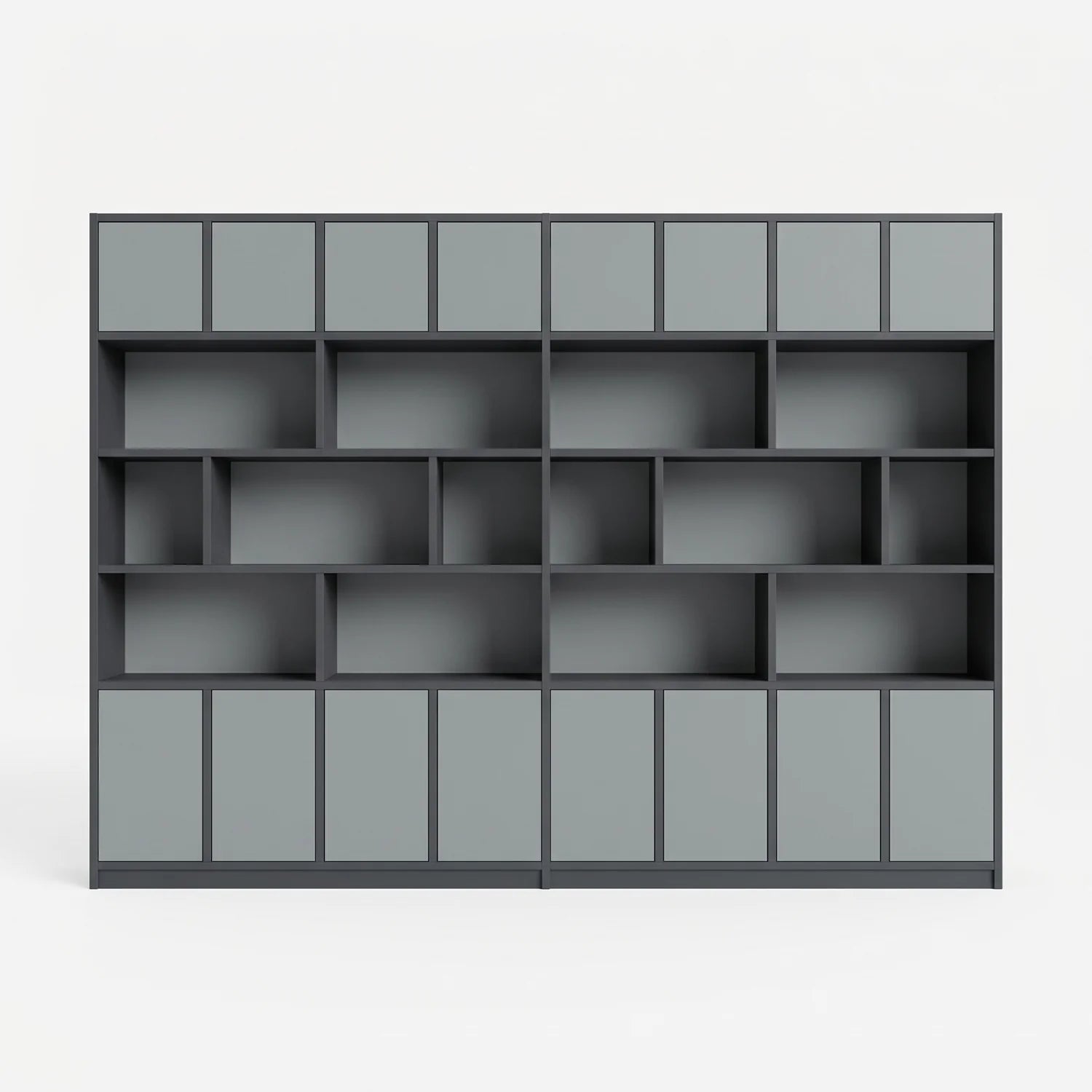 Moderner Lundia Libre Wandschrank in Graphitgrau und Betongrau, vooraanzicht