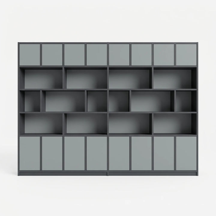 Moderner Lundia Libre Wandschrank in Graphitgrau und Betongrau, vooraanzicht