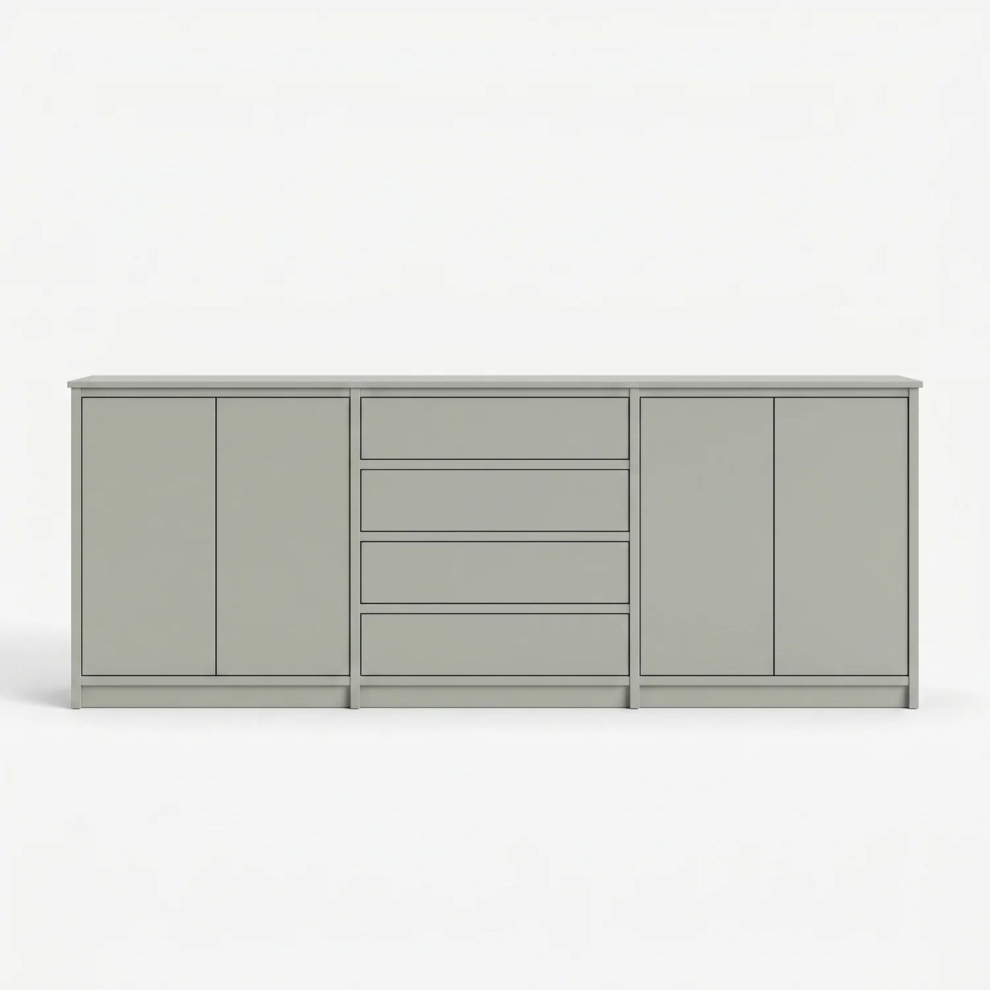 Skandinavisches Lundia Libre Sideboard in Nebelgrau, vooraanzicht
