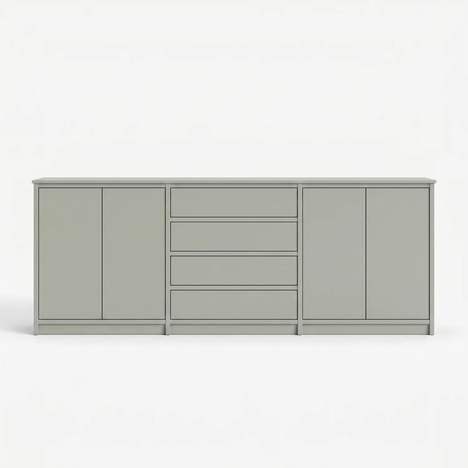 Skandinavisches Lundia Libre Sideboard in Nebelgrau, vooraanzicht