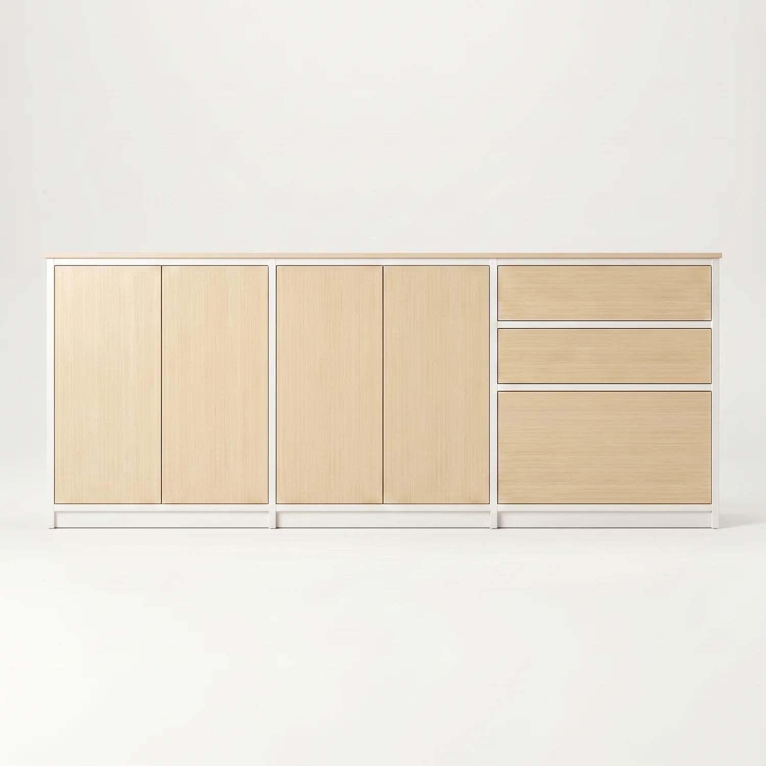 Skandinavisches Lundia Libre Sideboard in Weiß und Klar lackiert, vooraanzicht