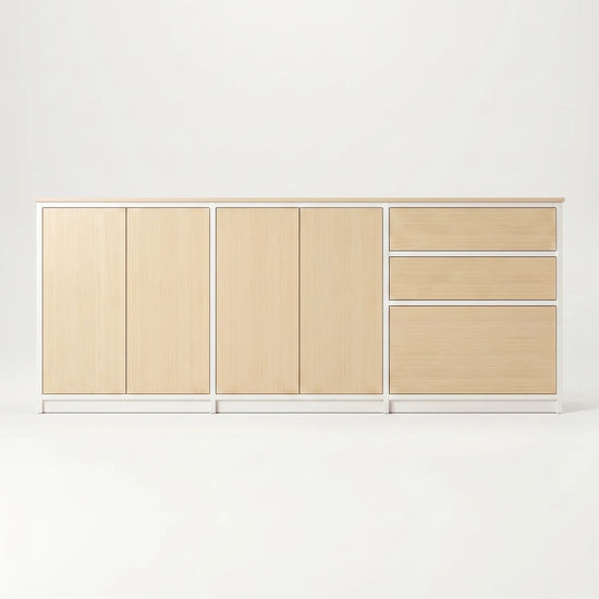 Skandinavisches Lundia Libre Sideboard in Weiß und Klar lackiert, vooraanzicht
