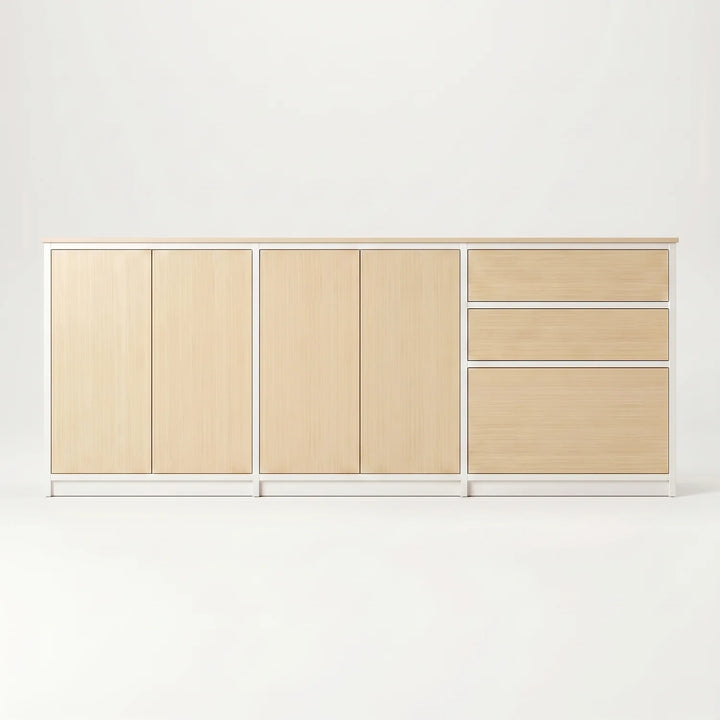 Skandinavisches Lundia Libre Sideboard in Weiß und Klar lackiert, vooraanzicht