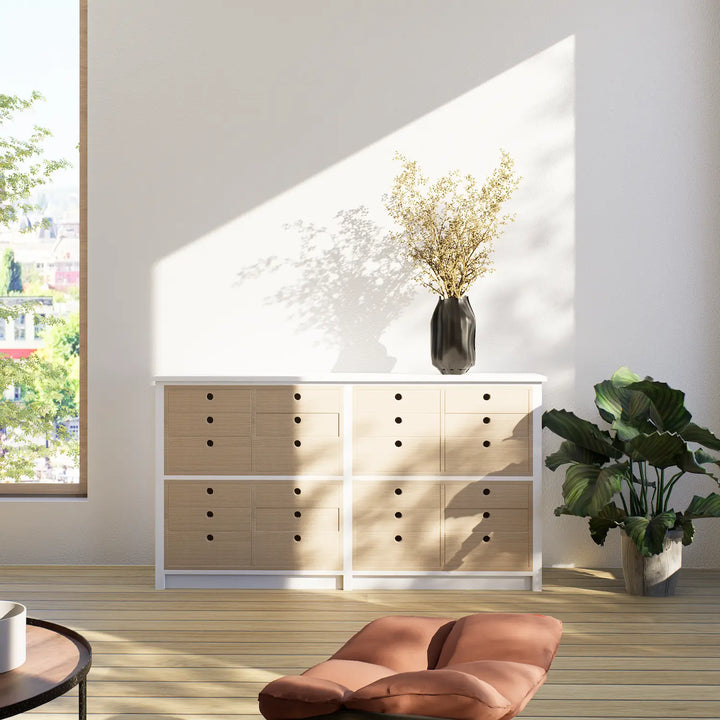 Hoge scandinavische ladenkast | Lundia Original | Blank gelakt & wit hout