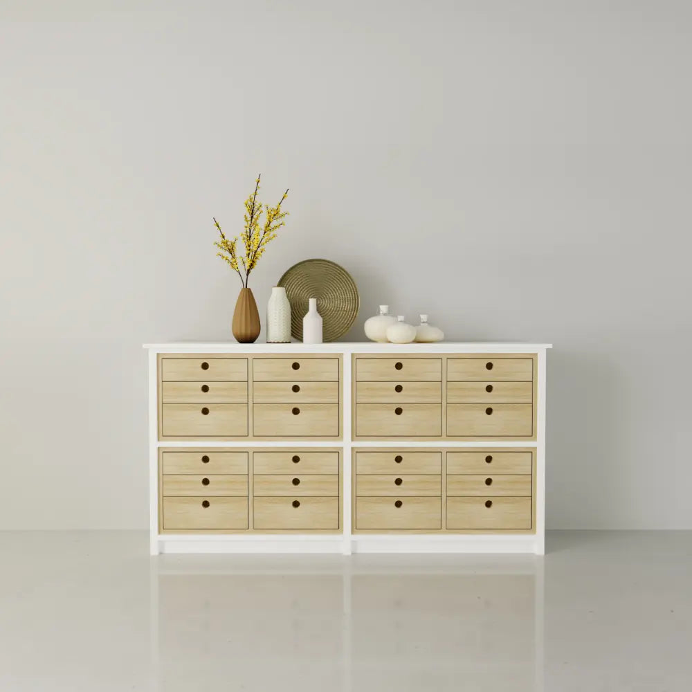 Hoge scandinavische ladenkast | Lundia Original | Blank gelakt & wit hout