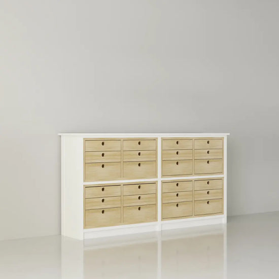 Hoge scandinavische ladenkast | Lundia Original | Blank gelakt & wit hout