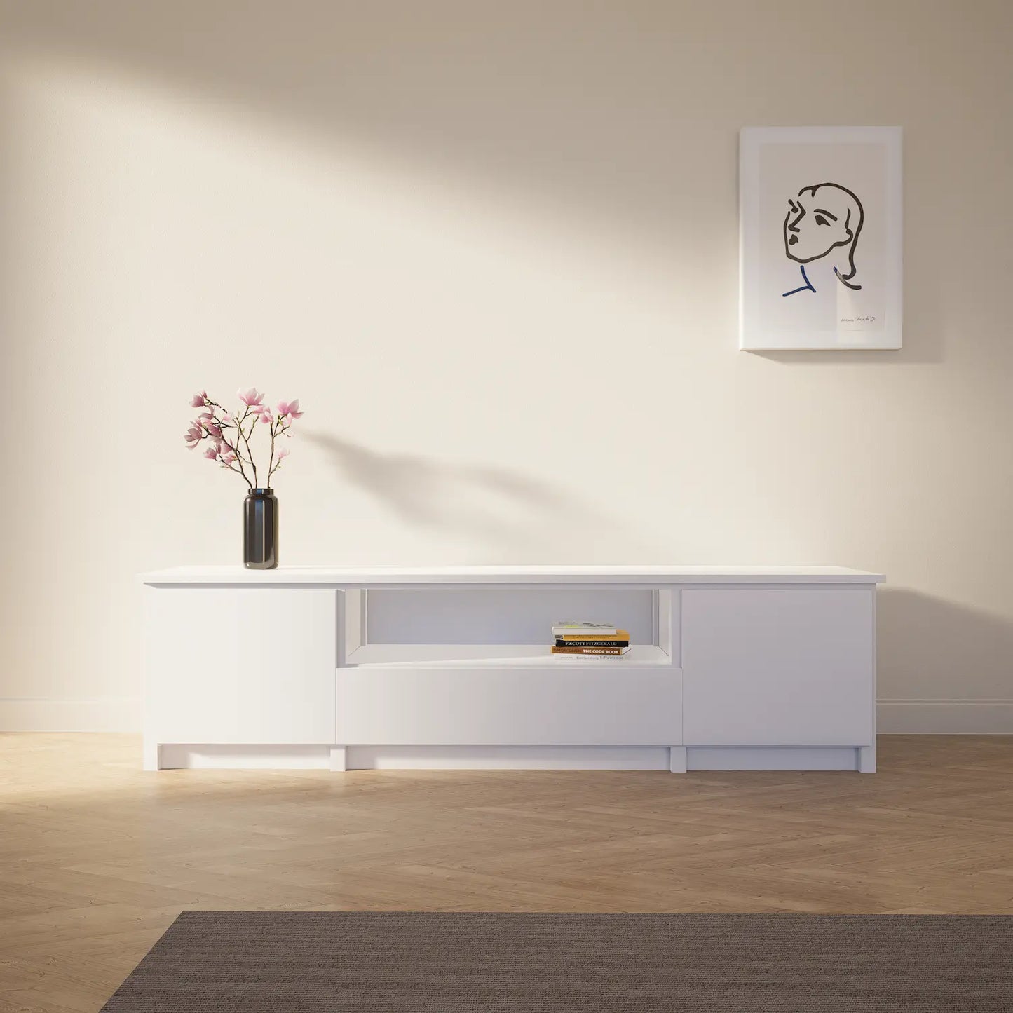 TV kast met open vak | Lundia Original | Wit hout