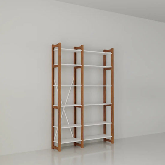 Moderne boekenkast | Lundia Original | Arrosto & wit hout