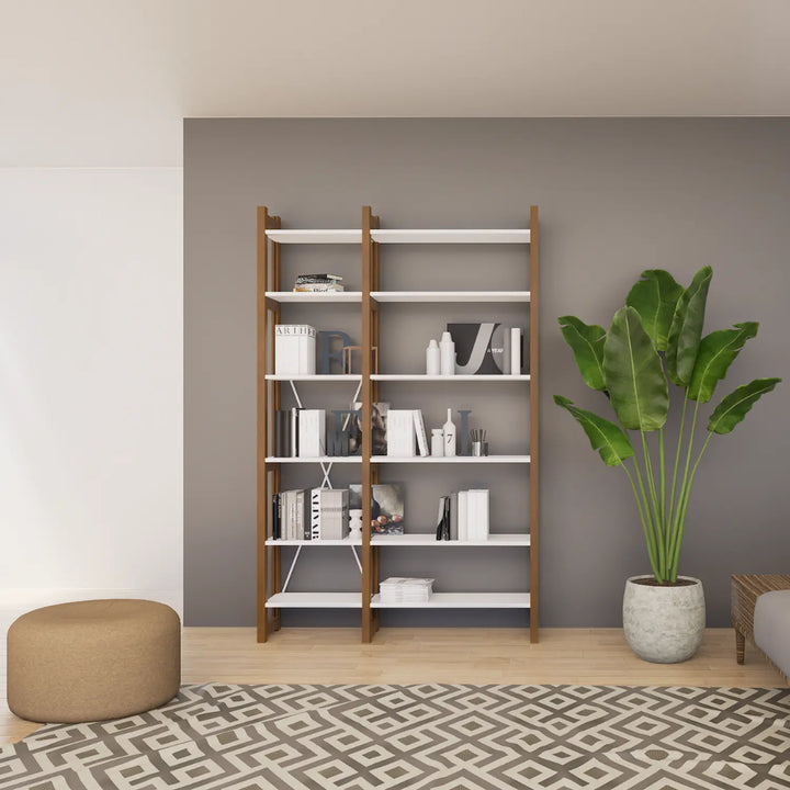 Moderne boekenkast | Lundia Original | Arrosto & wit hout