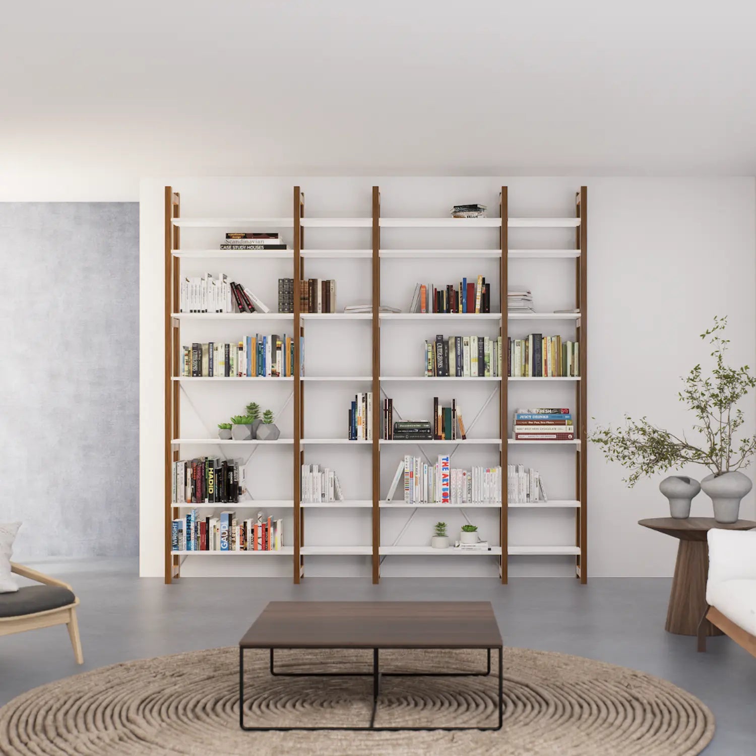 Moderne houten boekenkast | Lundia Original | Arrosto & Wit hout